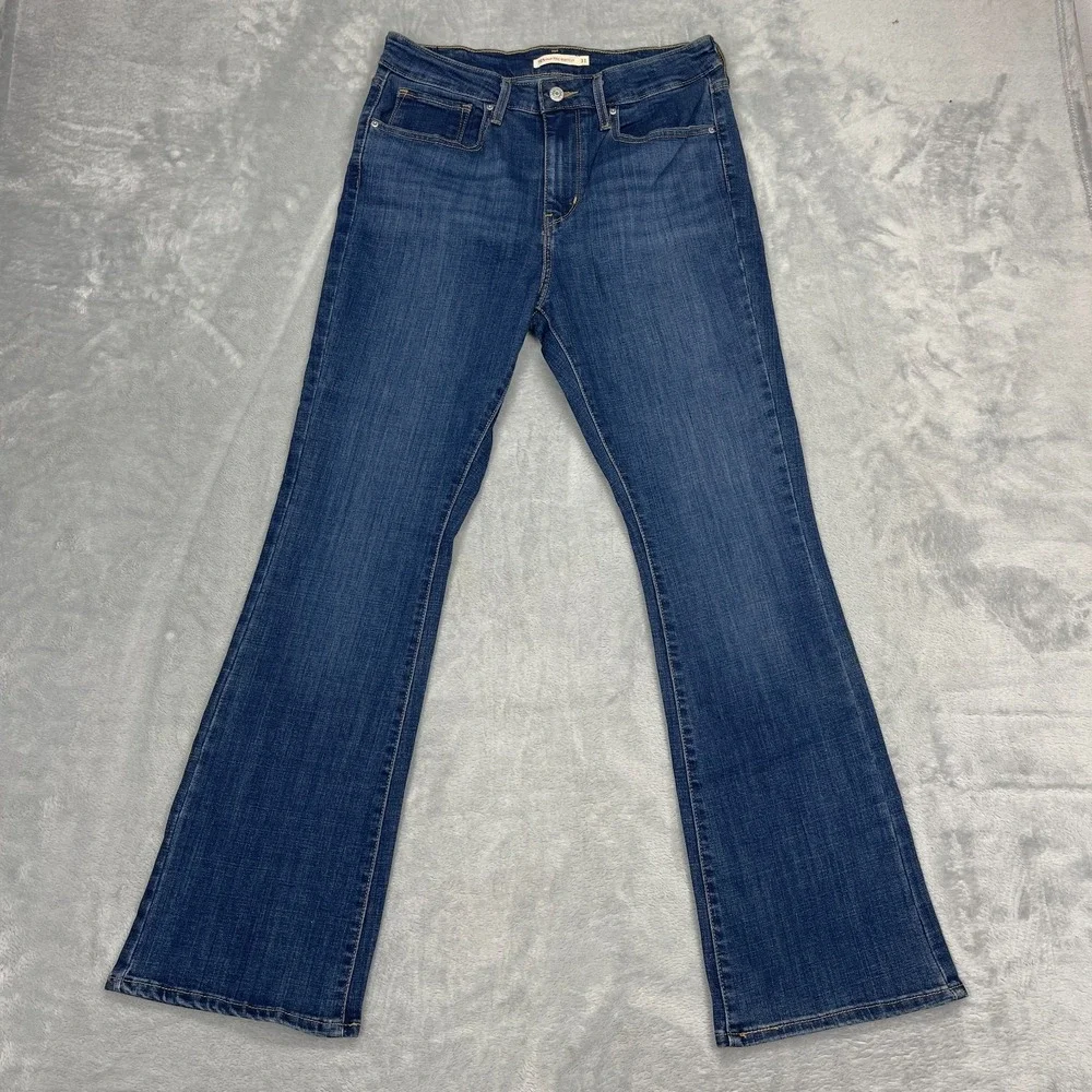 Levi's Jeans Mens 31x30 Blue Denim Whiskered Stretch 725 High Rise Bootcut Leg